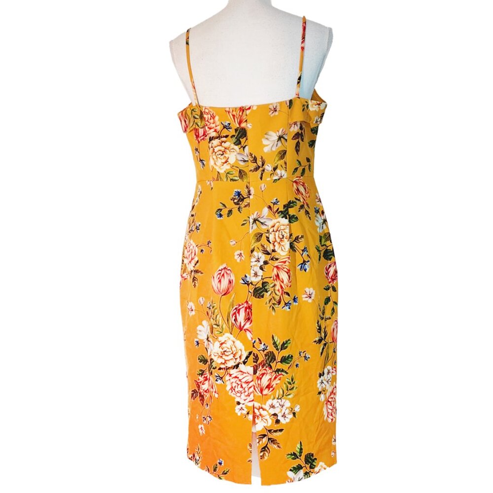 Black Halo Mustard Floral Midi Dress - Picture 3 of 11
